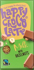 Melkchocolade hazelnoot Happy Chocolate 200 gram, aardig of dijk
