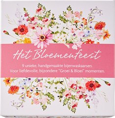 Cadeaudoosje bijenwaskaarsen bloemen De Muisjes